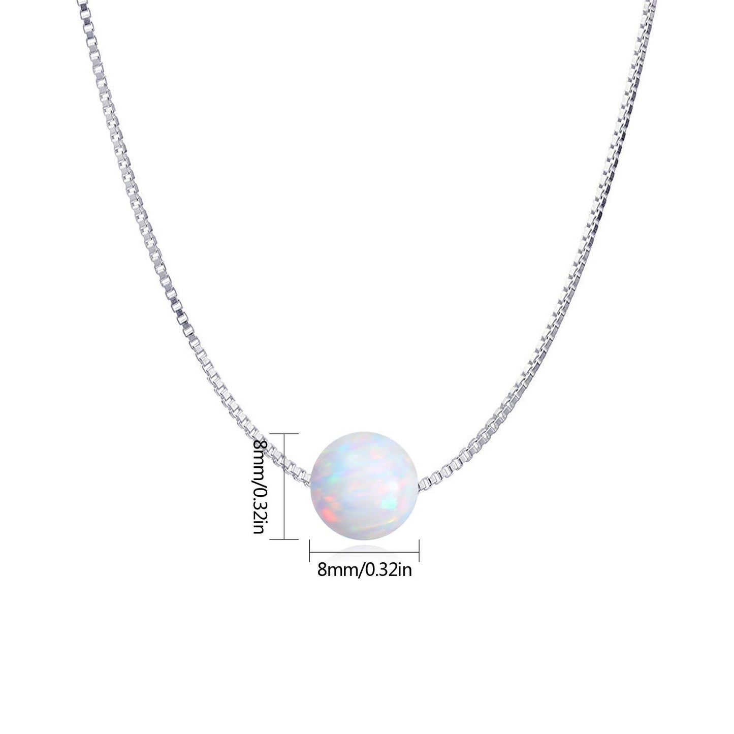 Web Bsed Women's Opal Ball Necklace Jewelry White