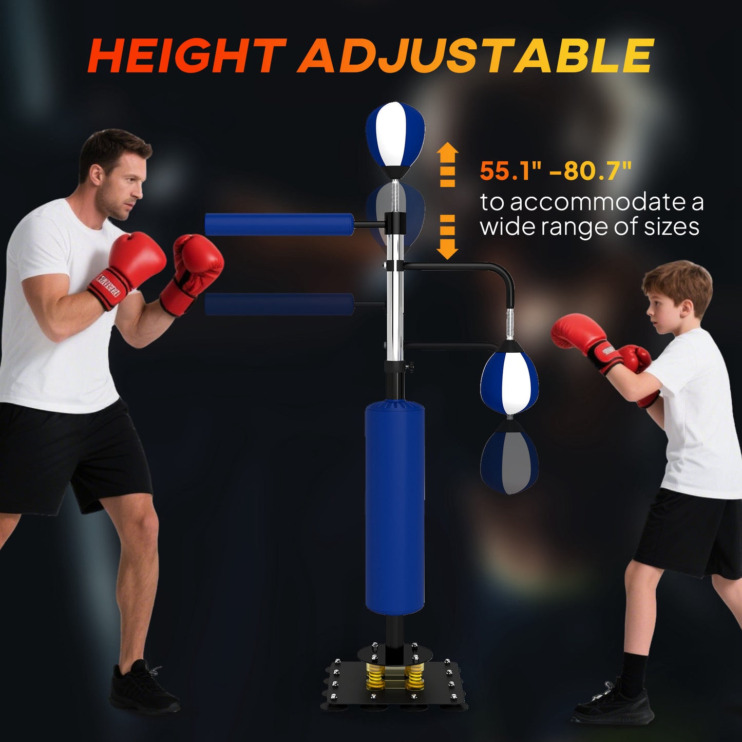 Web Baseed 4.6'-6.7' Speed Bag Boxing Bag Stand, Reflex Bag Boxing Training Equipment, Speed Punching Bag, Blue