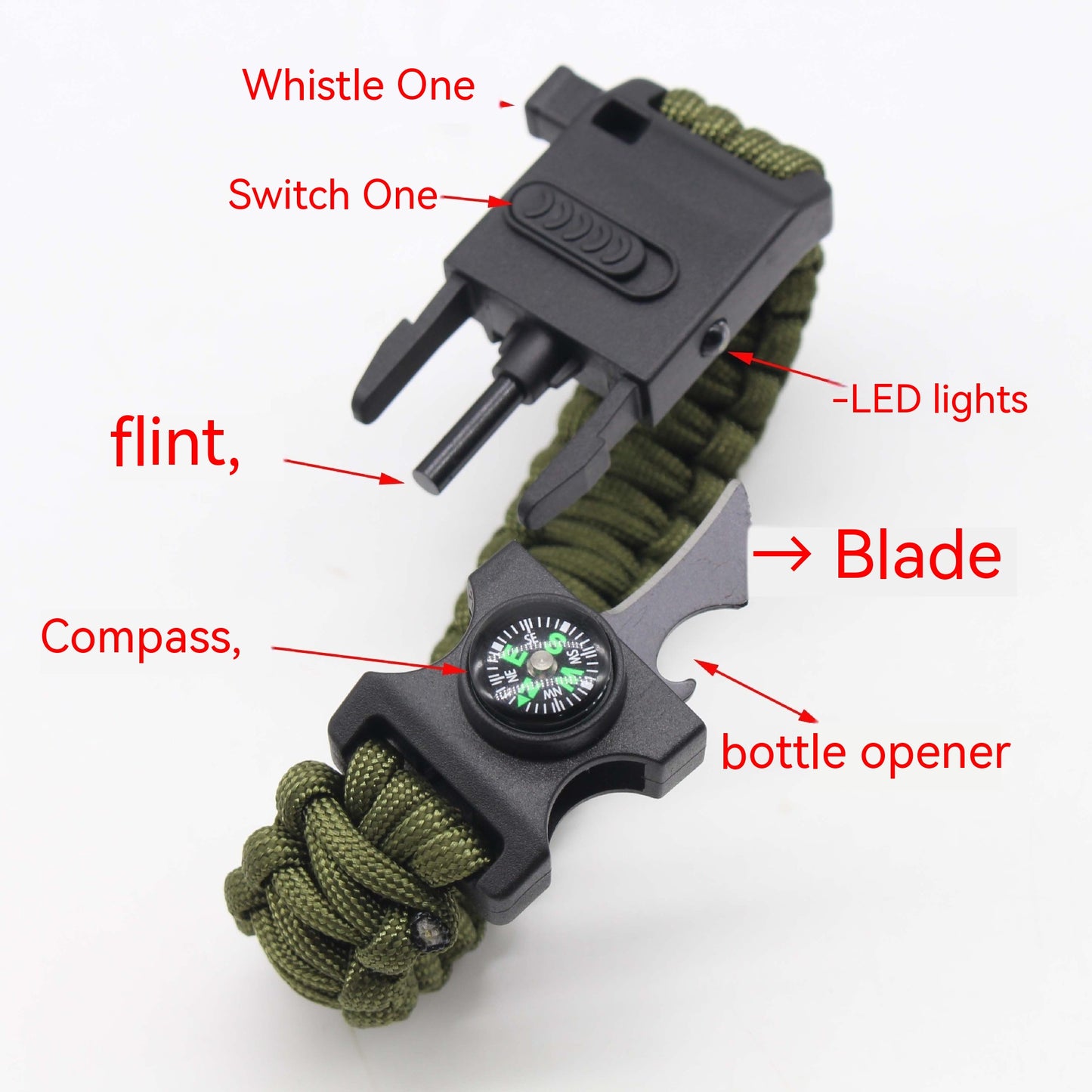 Web Based Outdoor Multifunctional Paracord Bracelet Ligh