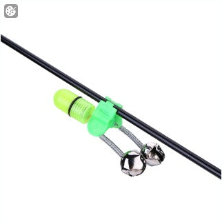 Web Based LED Night Fishing Bite Bait Alarm 2 Bells Light Rod Tip Clip Alert Ring