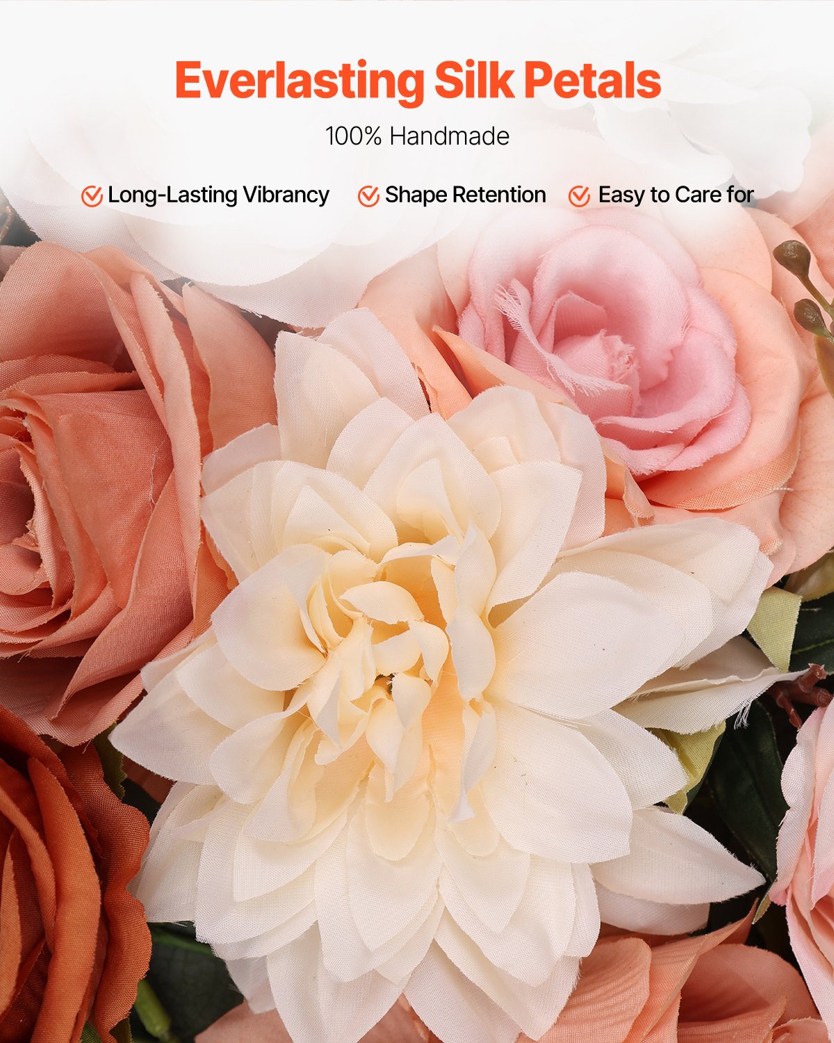 Web Based Artificial Wedding Arch Flowers Kit (Pack Of 5) With 33Ft Wedding Arch Draping Fabric,Arch Flowers For Wedding Ceremony And Reception Backdrop Wedding Decoration (Orange)