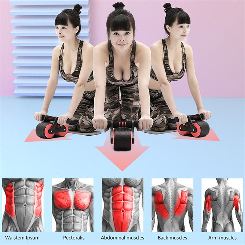 Webbased Double Wheel Abdominal Exerciser Women Men Automatic Rebound Ab Wheel Roller Waist Trainer Gym Sports Home Exercise Devices