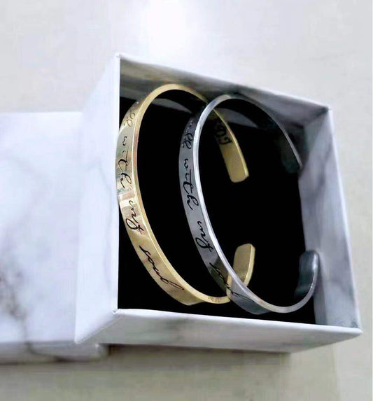 Web Based Mantra Bracelet With Quotes Stainless Steel Cuff Inspirational Jewelry Graduation Gift