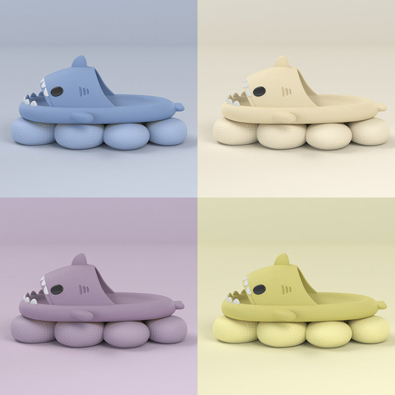 Web Based Adult's Slippers Indoor Outdoor Funny Shark Cartoon