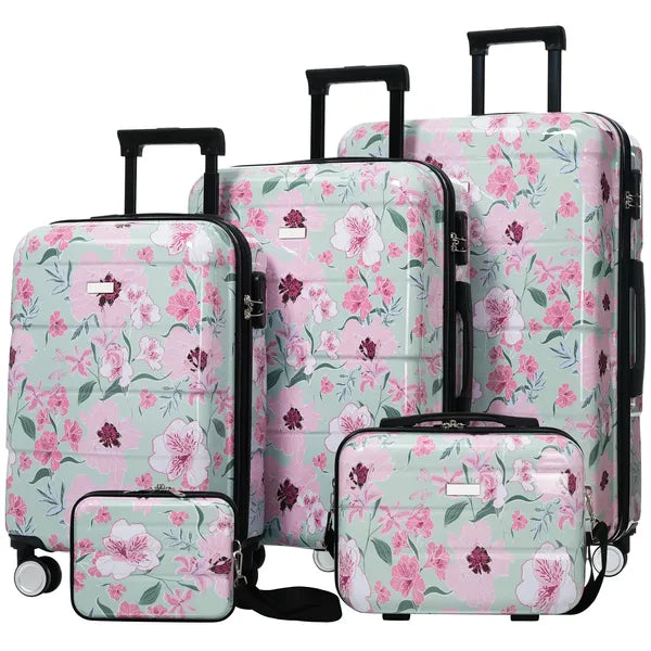 Web Based Luggage Sets New Model PC 5pcs, Hardside Lightweight Durable 20' 24' 28' Suitcases With 8' 14' Cases, Suitcase With Lock Spinner Wheels