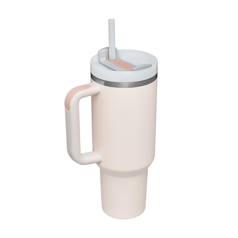 Web Based 40 Oz Tumbler With Handle Straw Insulated, Stainless Steel Spill Proof Vacuum Coffee Cup Tumbler With Lid Tapered Mug Gifts For Valentine Lover Suitable For Car Gym Office Travel