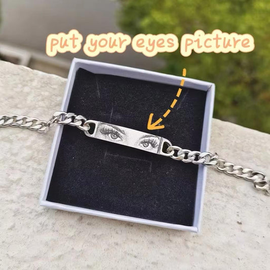 Web Based Personalized Human Eye Bracelet DIY Laser Engraved Stainless Steel Couple Bracelet Engraved Portrait Bracelet