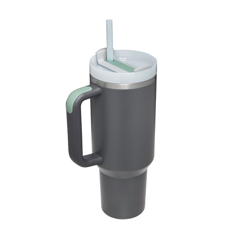 Web Based 40 Oz Tumbler With Handle Straw Insulated, Stainless Steel Spill Proof Vacuum Coffee Cup Tumbler With Lid Tapered Mug Gifts For Valentine Lover Suitable For Car Gym Office Travel