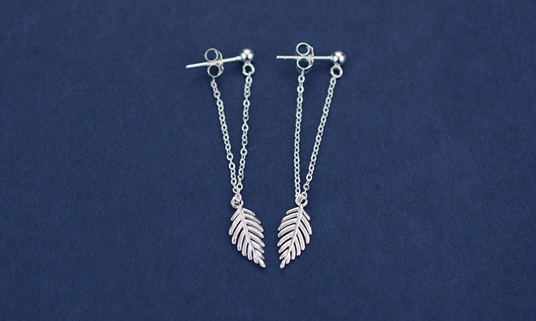 Web Based Fashion Long Leaf Back Earrings
