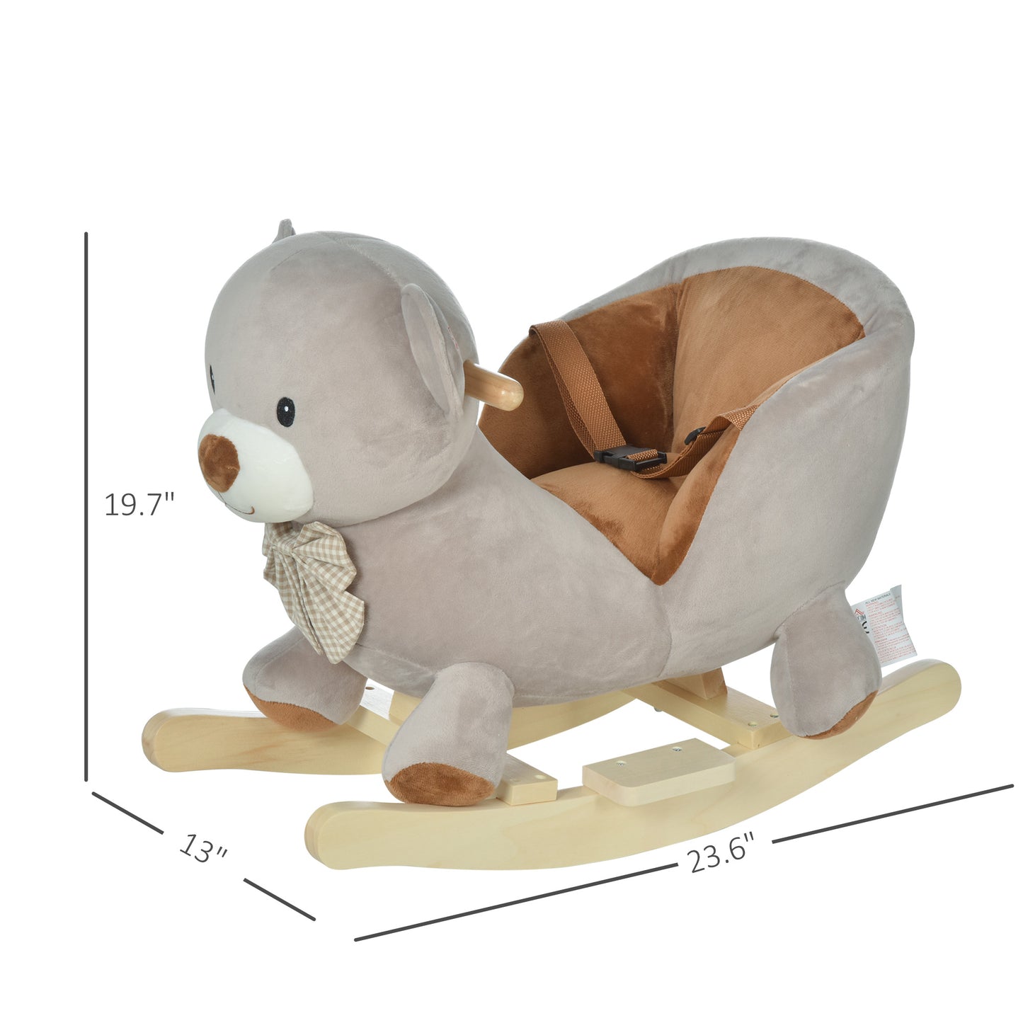 Web Based Bear-Shaped Kids Rocking Horse with Sound for 18-36 Months, Gray