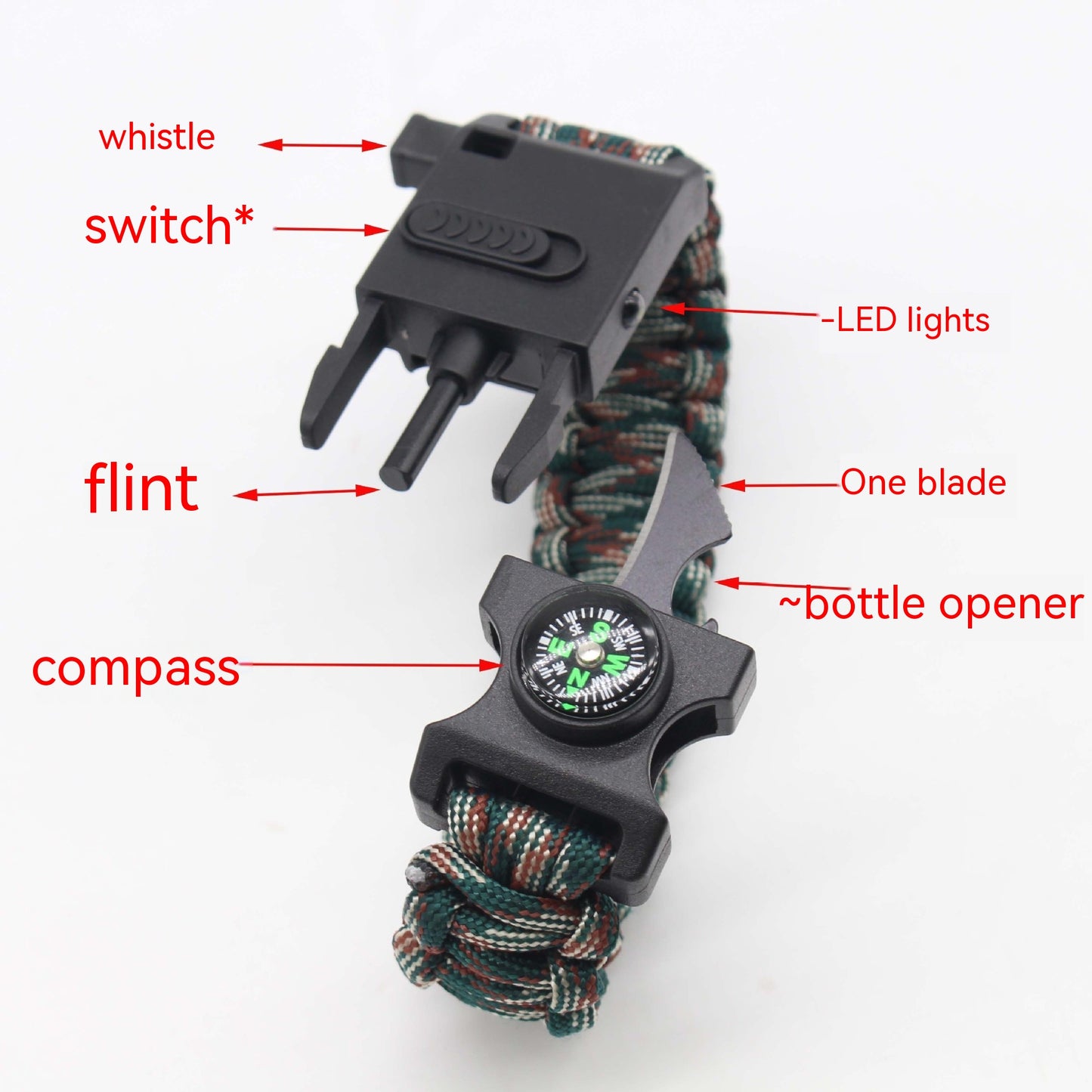 Web Based Outdoor Multifunctional Paracord Bracelet Ligh