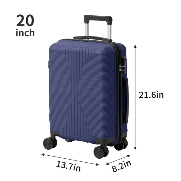 Web Based Non-TSA Customs Lock 3-in-1 PP Trolley Case, 20in, 24in, 28in, PP, Navy Blue