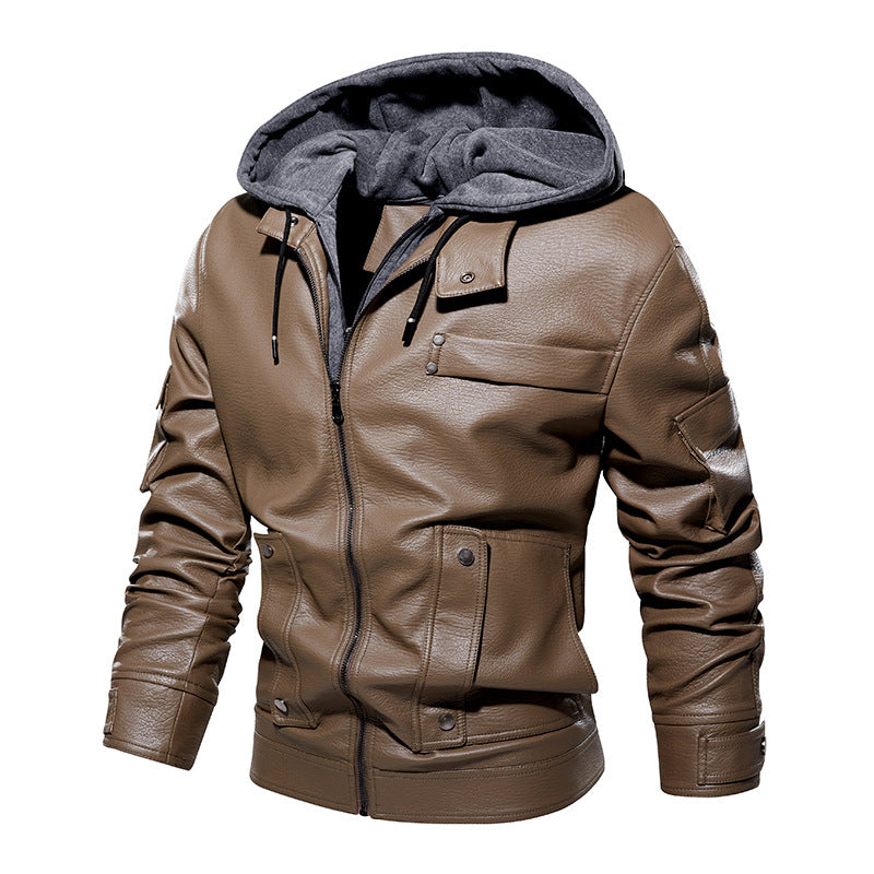 Webbased Men's US Size Leather Coat Fashionable Warm