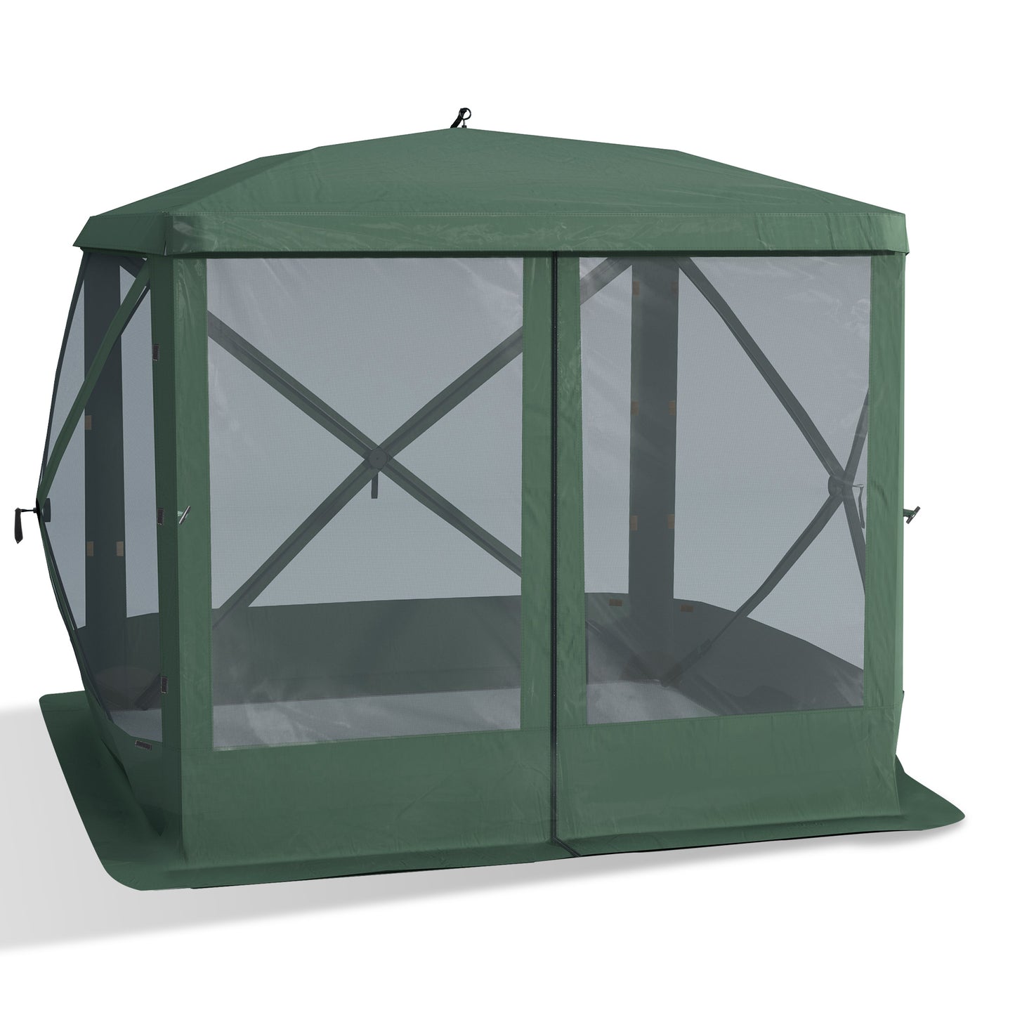 Web Based Pop Up Camping Canopy Gazebo Screen Shelter Tent with Single Person Easy Set-Up, Ventilating Mesh, Portable Carry Bag for Outdoor Camping Party Event, 7x7FT, Green