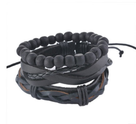 Web Based Leather Bracelet Men Multilayer Bead Bracelet Punk Wrap Bracelets for Women Vintage punk Men Jewelry