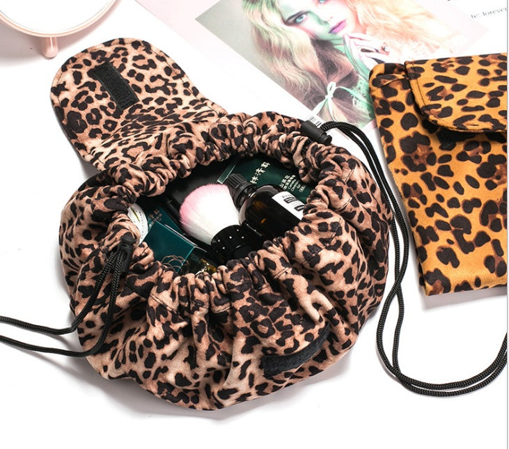 Web Based  Animal Printing Large Capacity Drawstring Lazy Cosmetic Storage Bag