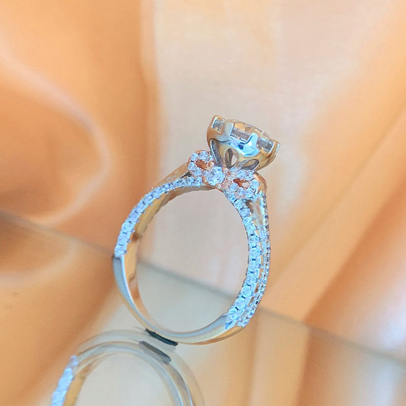 Web Based Mossanite Color Electroplating 18k Rose Gold Diamond Ring