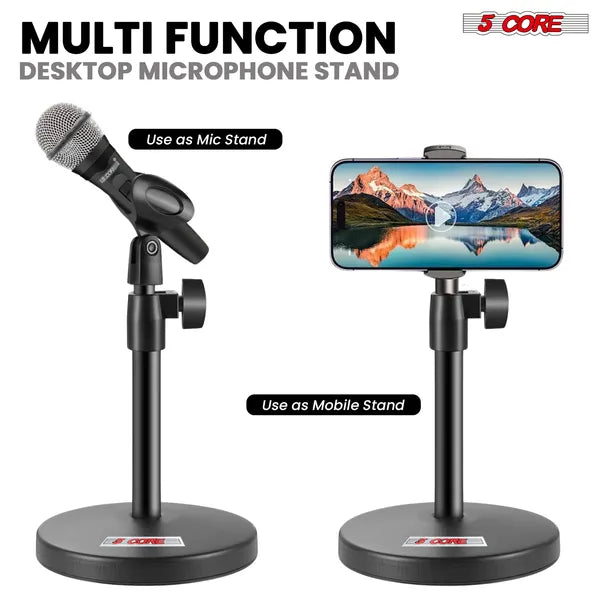 Web Based 5 Core Mic Stand 3 In 1 Desktop Microphone Stands Adjustable Table Microfono Holder W Phone Clamp - MS RBS BOOM
