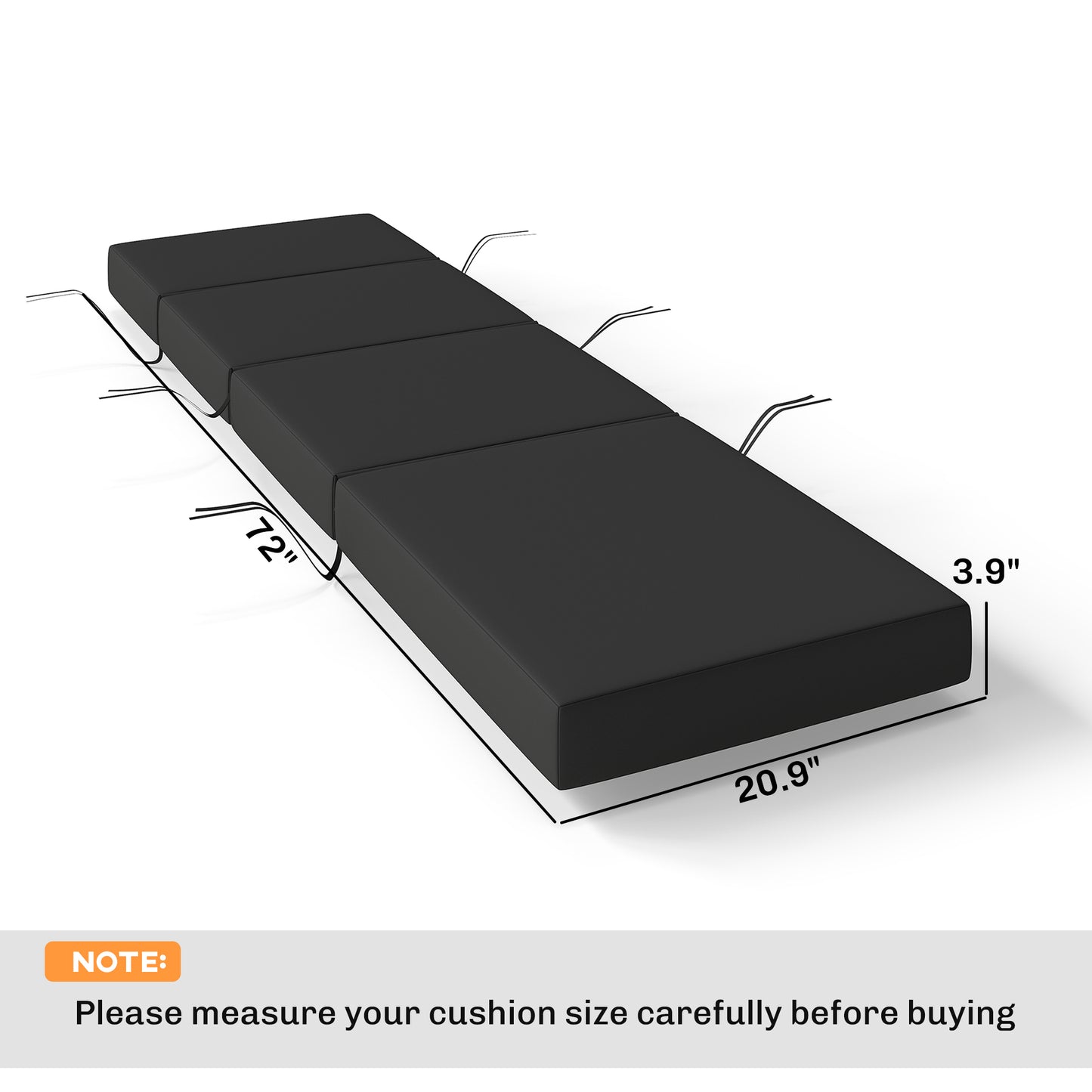Web Based Set of 2 Chaise Lounge Cushion, 4" Thick Outdoor Lounge Chair Cushions with Ties for Patio, 21" x 72 ", Gray