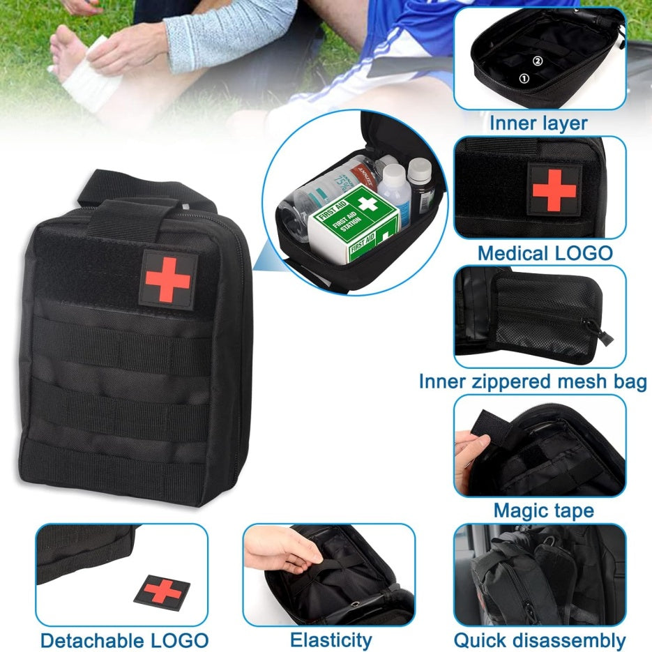 Web Based Universal Tactical Vehicle Back Seat Organizer With 3 Detachable Pouches