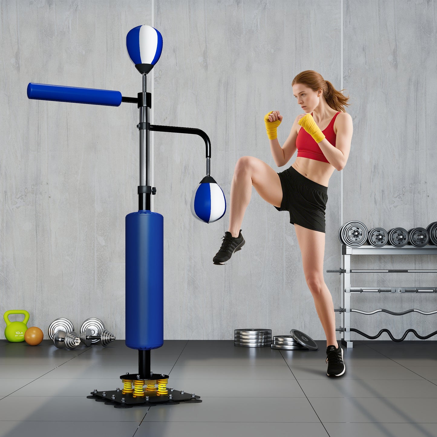 Web Baseed 4.6'-6.7' Speed Bag Boxing Bag Stand, Reflex Bag Boxing Training Equipment, Speed Punching Bag, Blue