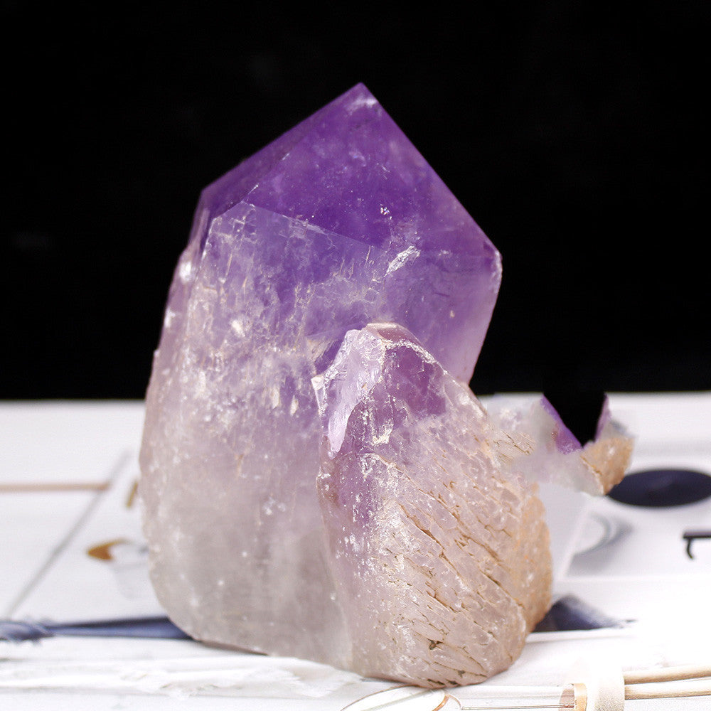 Web Based Natural Brazilian Amethyst Rough Stone Ornament Hexagonal Pillar