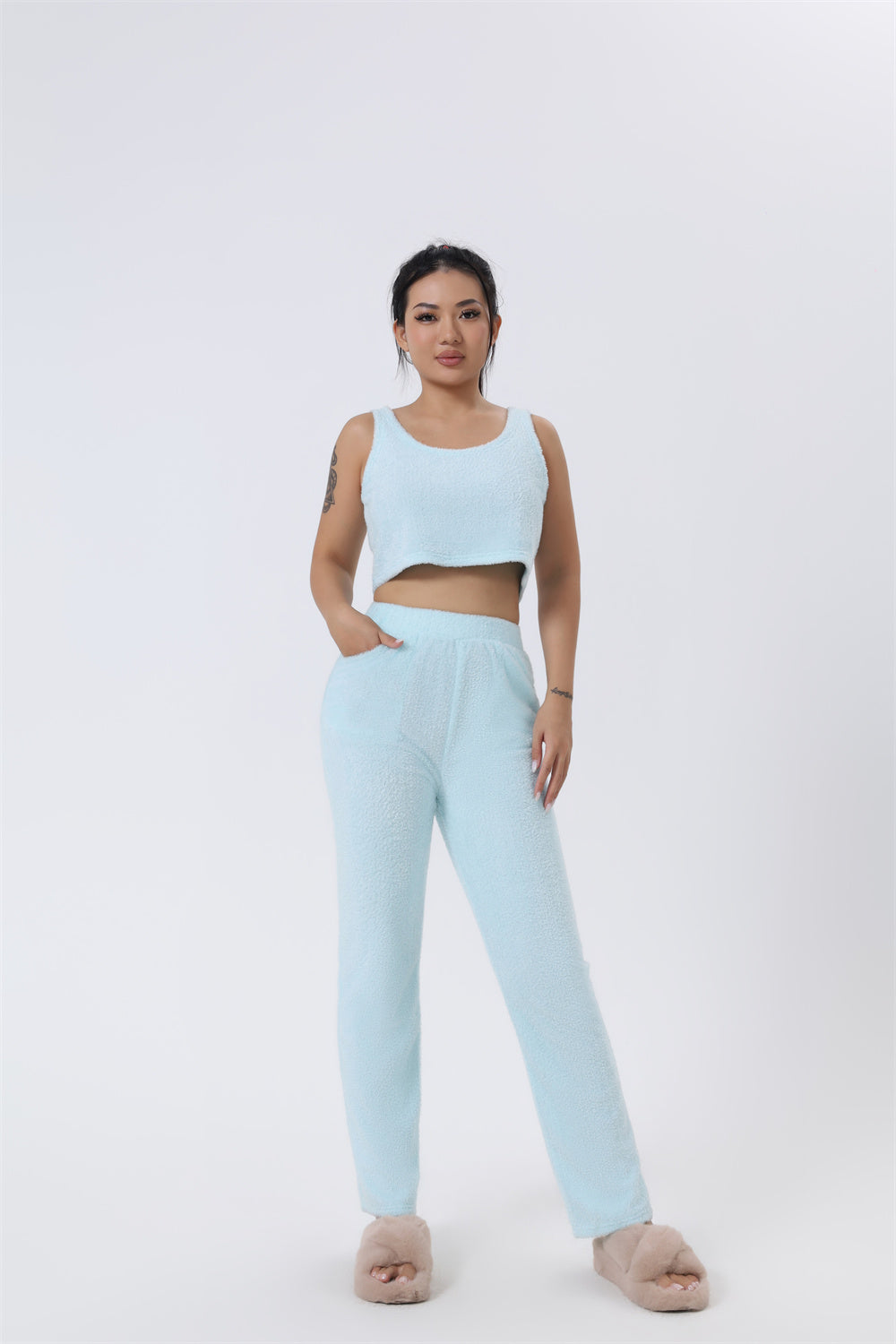 Web Basd Cozy Pajama Set, 3 Piece Lounge Set, Cute Loungewear, Warm Suit Sets, Matching Set, Lounge Set, 3 Piece Pant Sets, Women Winter Dress