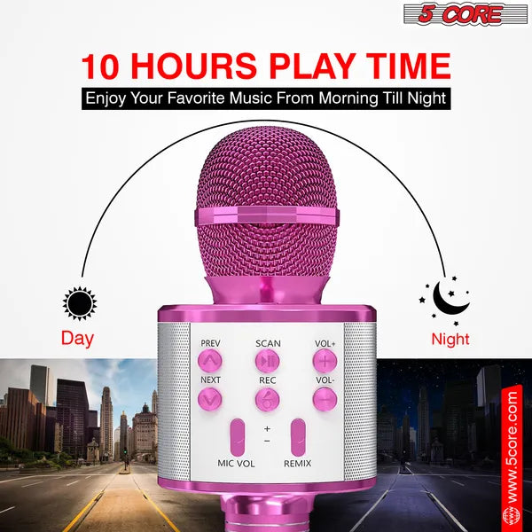 Web Based 5 Core Microphone Wireless Karaoke Mic With Speaker 3 In 1 Portable Bluetooth Microfono Inalambrico