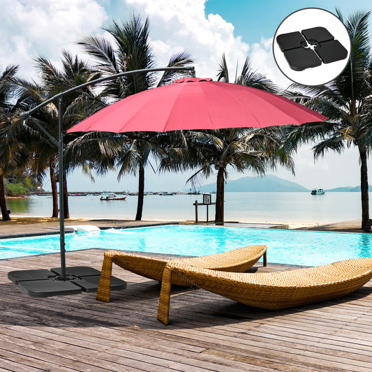 Web Based 4PCs 175lb Cantilever Patio Umbrella Base Weights, HDPE Water and Sand Filled Umbrella Weights, Black