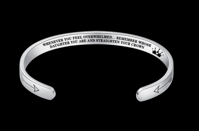 Web Based Mantra Bracelet With Quotes Stainless Steel Cuff Inspirational Jewelry Graduation Gift