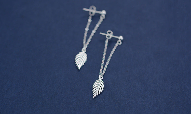 Web Based Fashion Long Leaf Back Earrings