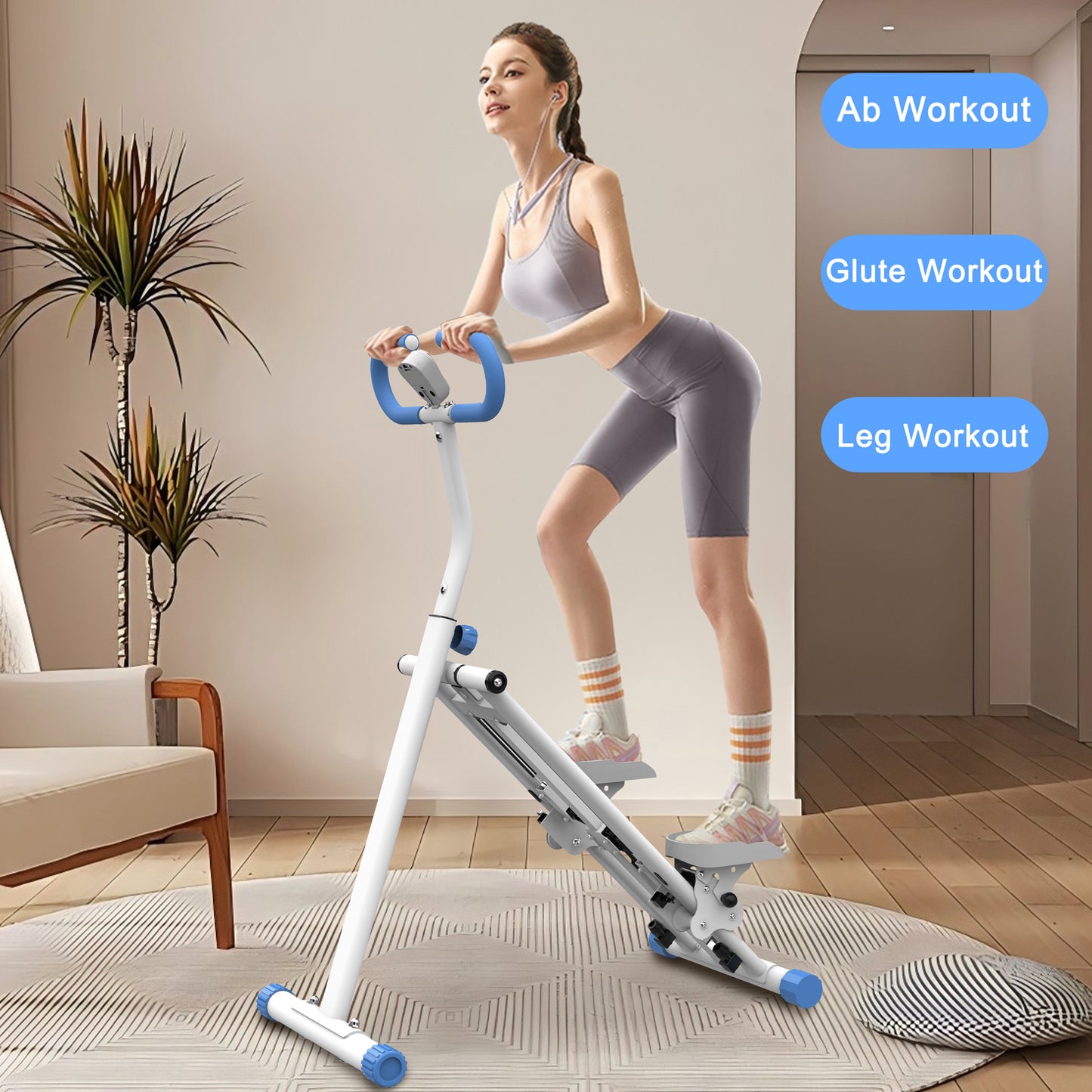 Web Based Stair Stepper With Resistance Home-Upgrade Vertical Climber Workout Machine For Full-Body Exercise Climber Fitness Equipment With Stable Frame Adjustable Handlebar-Blue