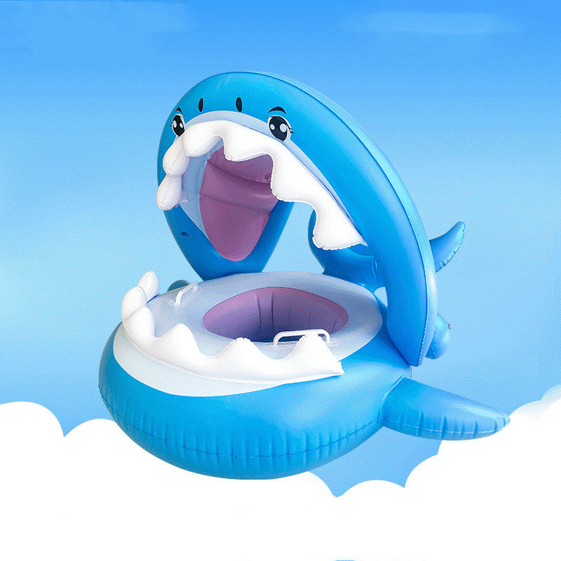 Web Based Inflatable Swimming Ring For Kids With Awning Shark Seat Ring Baby Float For Swimming Pool Toys Seat Removable Water Ring