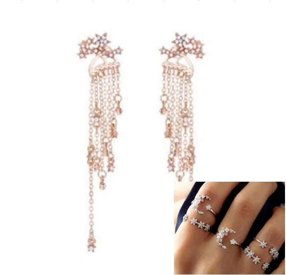 WebBased Shining Star Tassel Earrings Back Hanging Exquisite Earrings