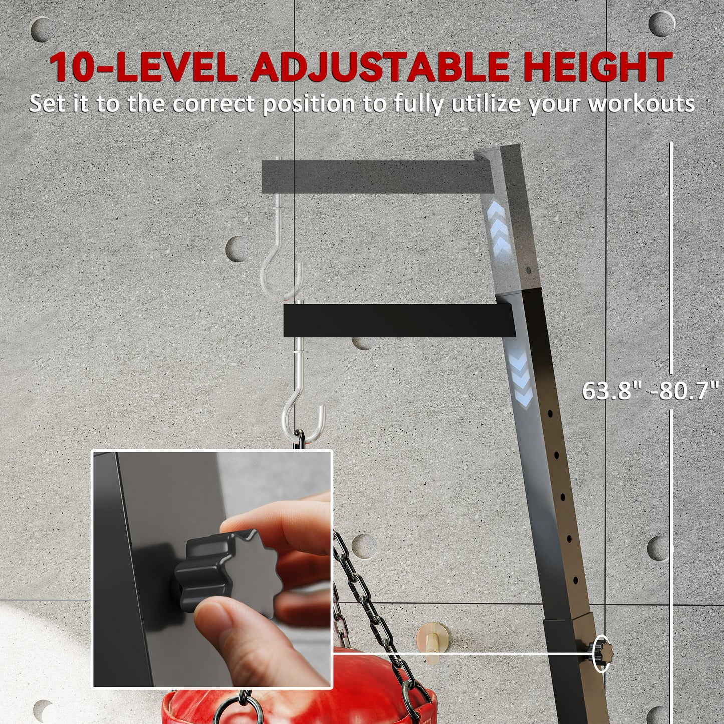 Web Based Foldable Punch Bag Stand, Height Adjustable Heavy Bag Stand with Weighted Base, Free Standing for Home Gym, Stand Only