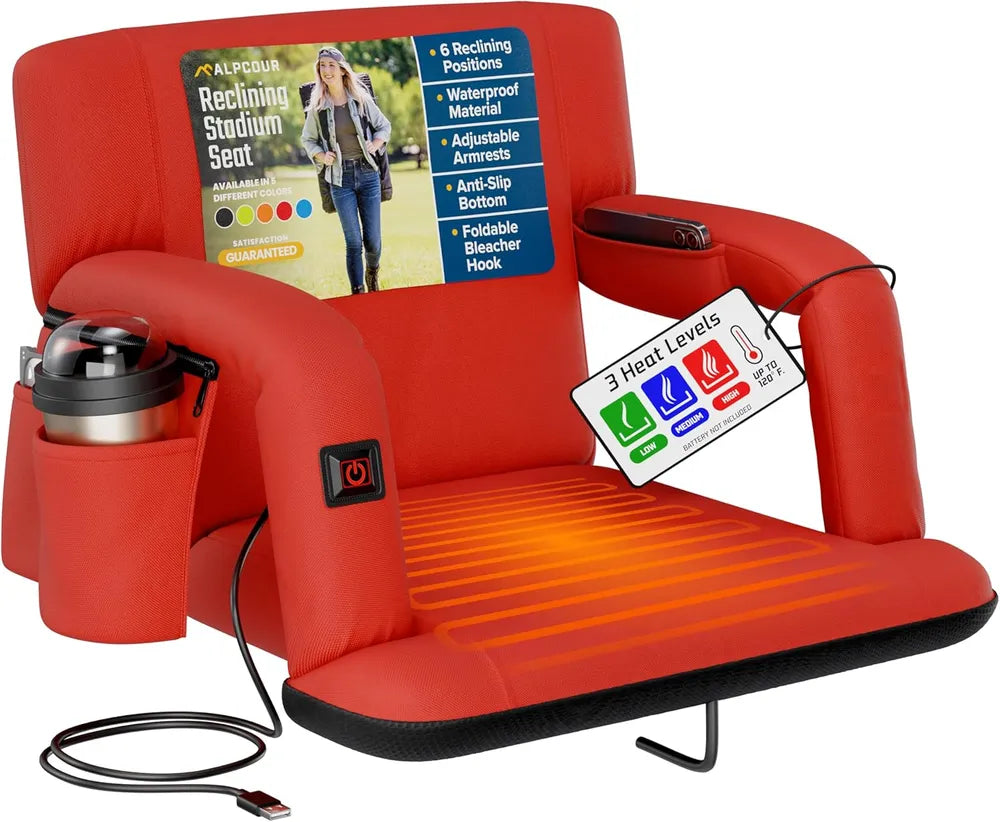 Web Based Alpcour Heated Reclining Stadium Seat For Bleachers With Back Support
