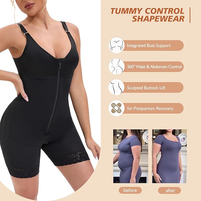 Web Based Fajas Colombianas Postpartum Full Shapewear For Women Tummy Control Body Shaper Butt Lifter With Zipper Crotch