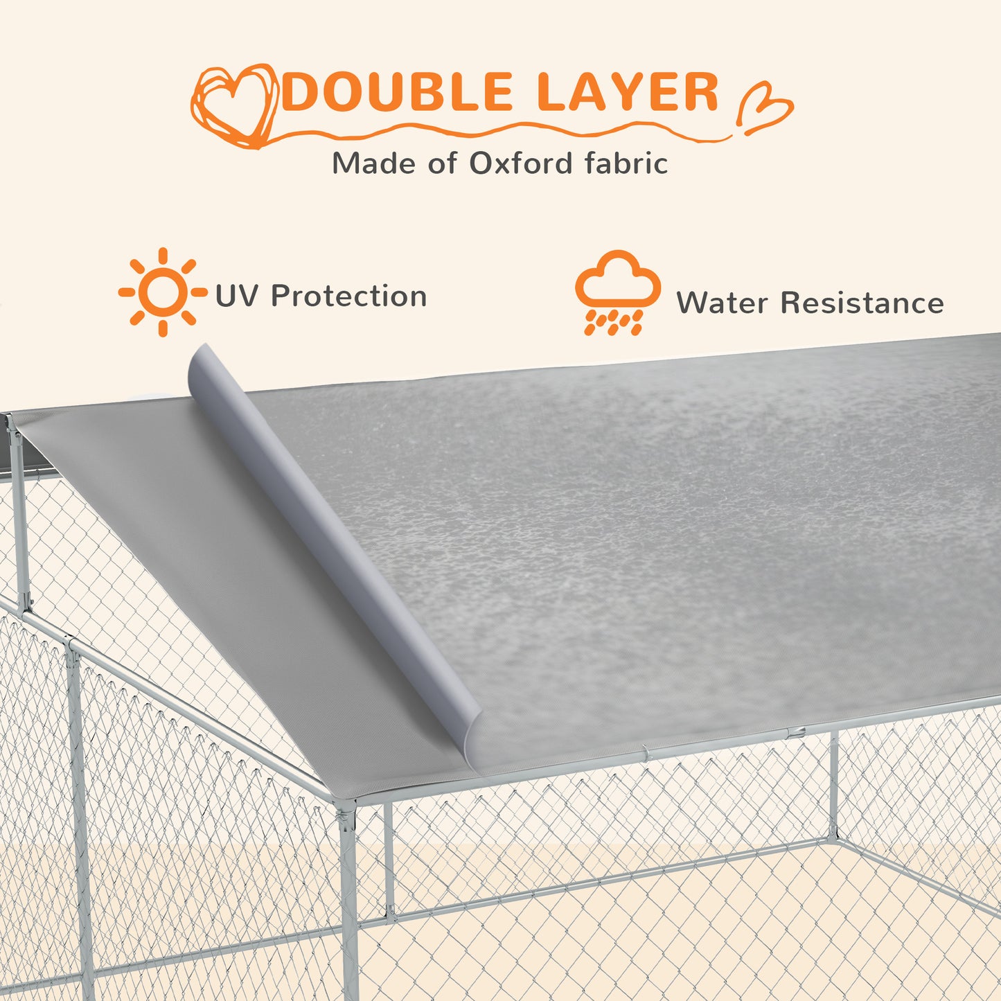 Web Based 15x15 Dog Kennel with Cover, Secure Outdoor Dog Fence, Galvanized Steel Frame for Backyard, Green