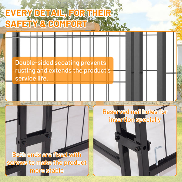 Web Based Outdoor Dog Kennel 4.23'x3.83'x4.83' With Roof, Heavy Duty Welded Wire Crate, All-Weather Protection & Safe Lock Design For Dogs And Pets