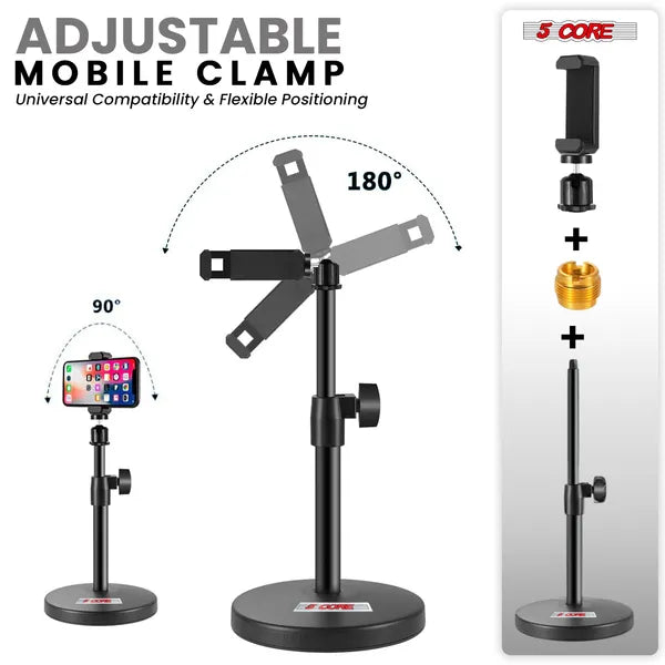 Web Based 5 Core Mic Stand 3 In 1 Desktop Microphone Stands Adjustable Table Microfono Holder W Phone Clamp - MS RBS BOOM