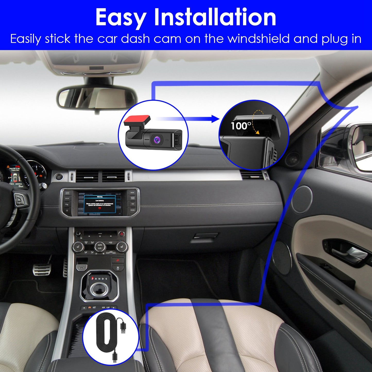 Web Based 1Pc 2K HD Front Dash Cam For Car With IPS Screen Night Vision Loop Recording Included 32G Storage Card 140 Degree Wide Angle WiFi App Control Front Dashcam