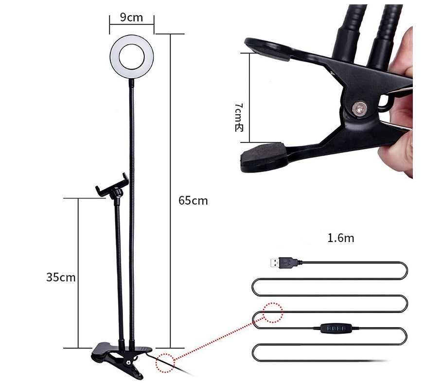 Web Based LED Selfie Ring Light for Live Adjustable Makeup Light-8cm Stand