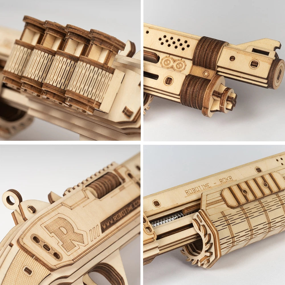 Web Based Robotime ROKR Revolver Gun Model Toys 3D Wooden Puzzle Games Crafts Gift For Children Kids Boys Birthday Christmas Gift Dropship