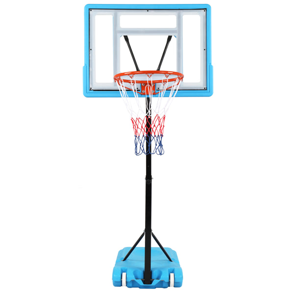 Web Based  Transparent Board Basket Frame Adjustable 115-135cm Poolside Basketball Hoop Blue