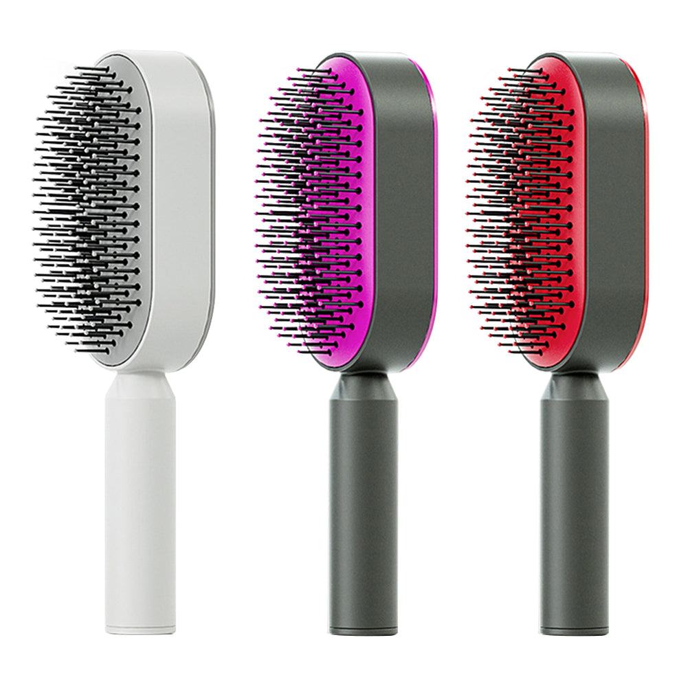 Web Based Self Cleaning Hair Brush For Women One-key Cleaning Hair Loss Airbag Massage Scalp Comb Anti-Static Hairbrush