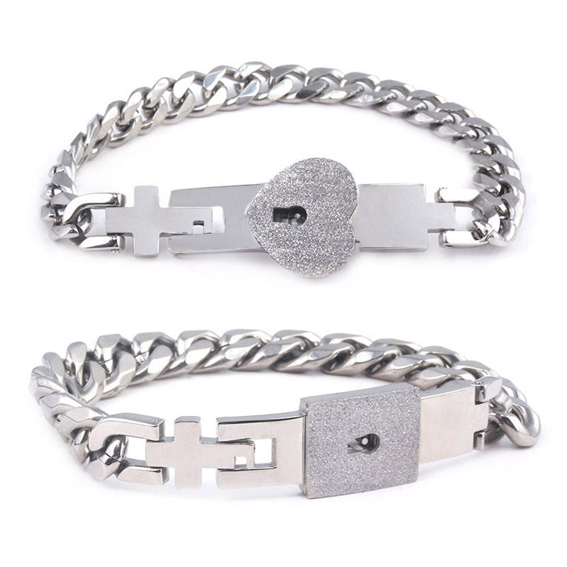 Web Based Fashion Jewelry Titanium Steel Couple Love Lock, Bracelet, Key Set, Necklace