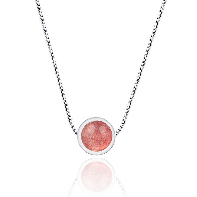 Web Based 925 Sterling Silver Strawberry Quartz Necklace