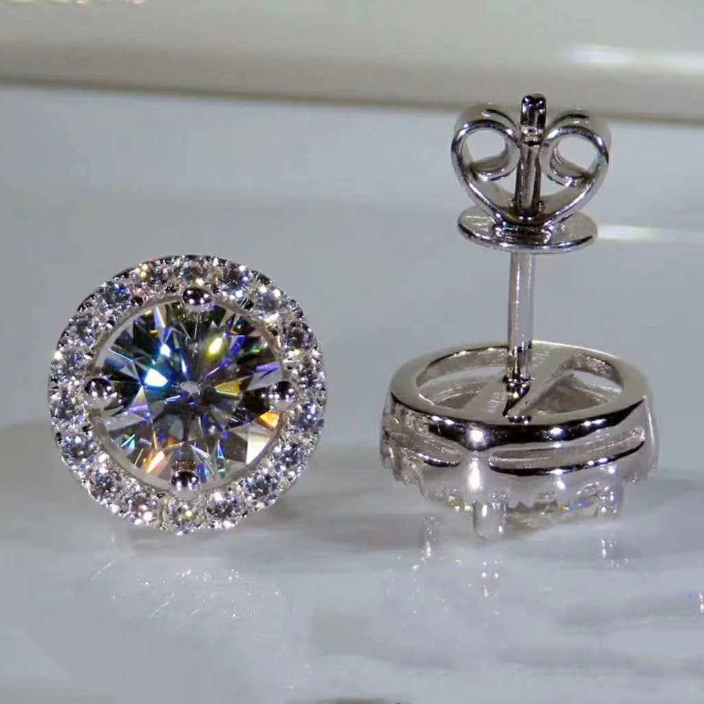 Web Based Jade Moissanite 925 Silver To Create Men's And Women's Stud Earrings