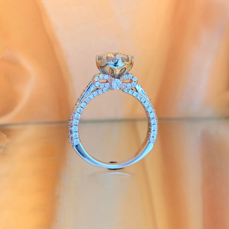 Web Based Mossanite Color Electroplating 18k Rose Gold Diamond Ring