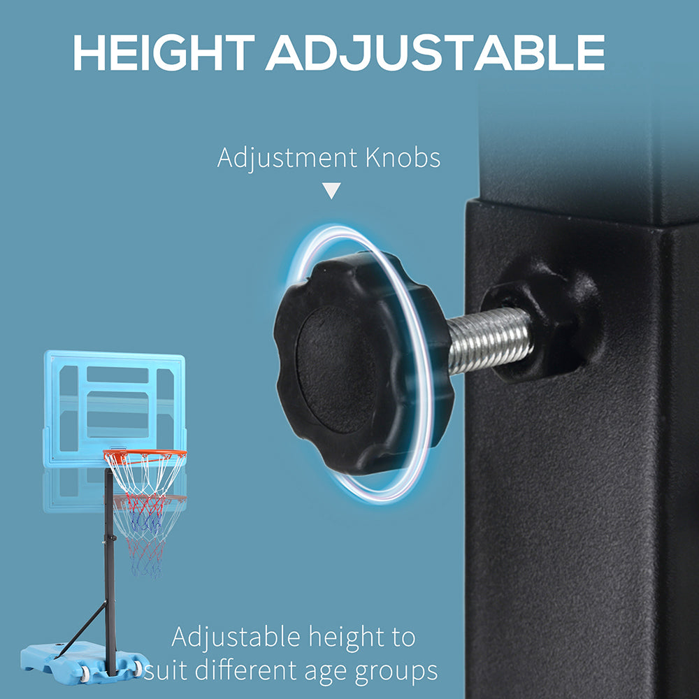 Web Based Poolside Basketball Hoop Stand, 36.5inch-48.5inch Height Adjustable Portable Hoop System With Clear Backboard & Fillable Base For Whole Family, Blue, Black, Red